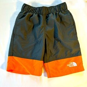 Boy’s North Face flash dry shorts, size 6, orange and gray, great condition